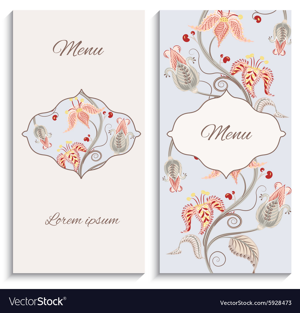 Color floral vintage ornament menu