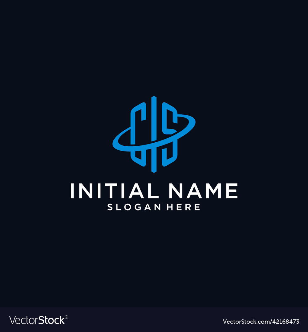 Cs initial monogram logo with hexagonal shape vector image Cs initial monogram logo with hexagonal shape