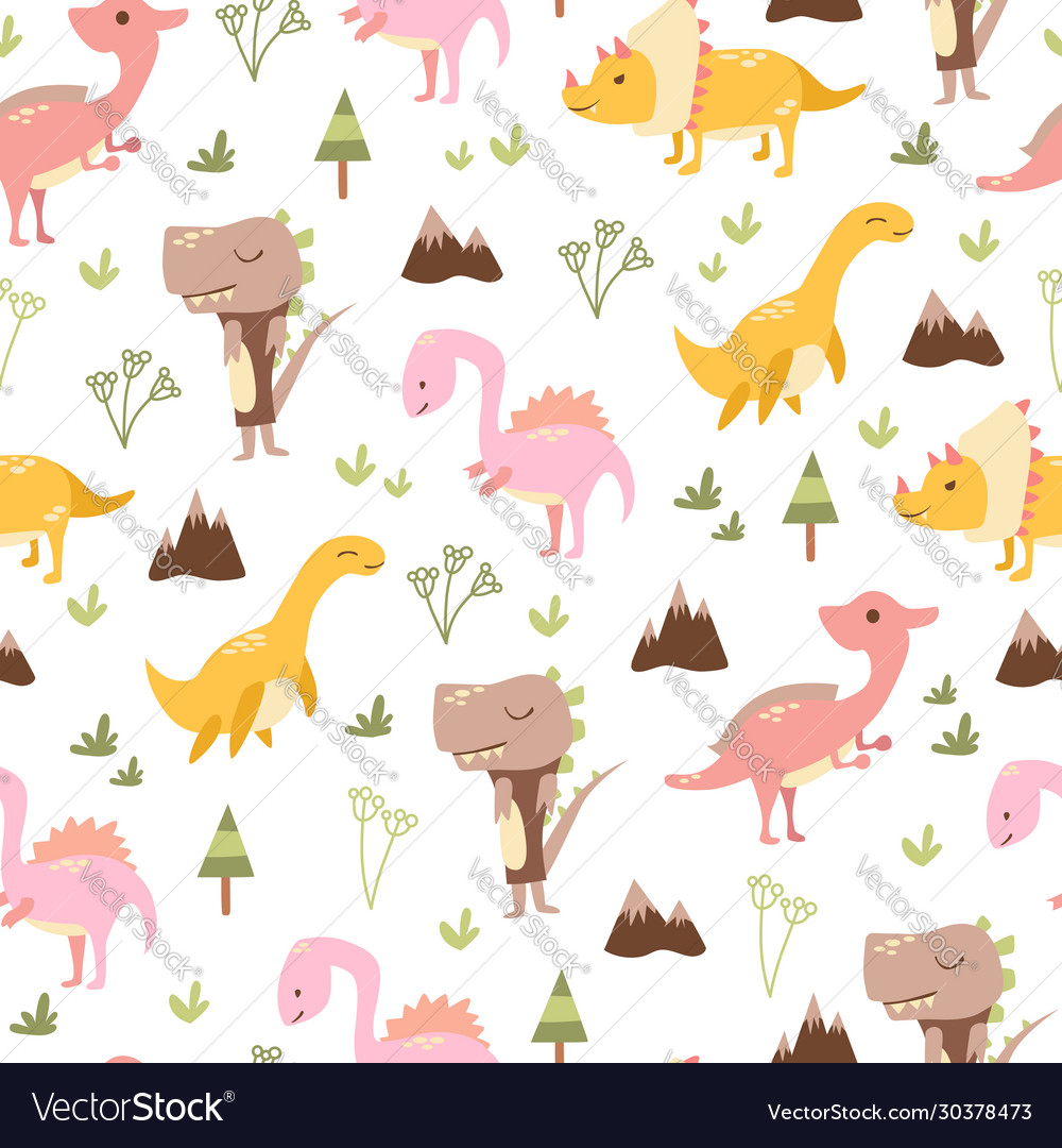 Dinosaurs seamless pattern for kids creative vector image Dinosaurs seamless pattern for kids creative