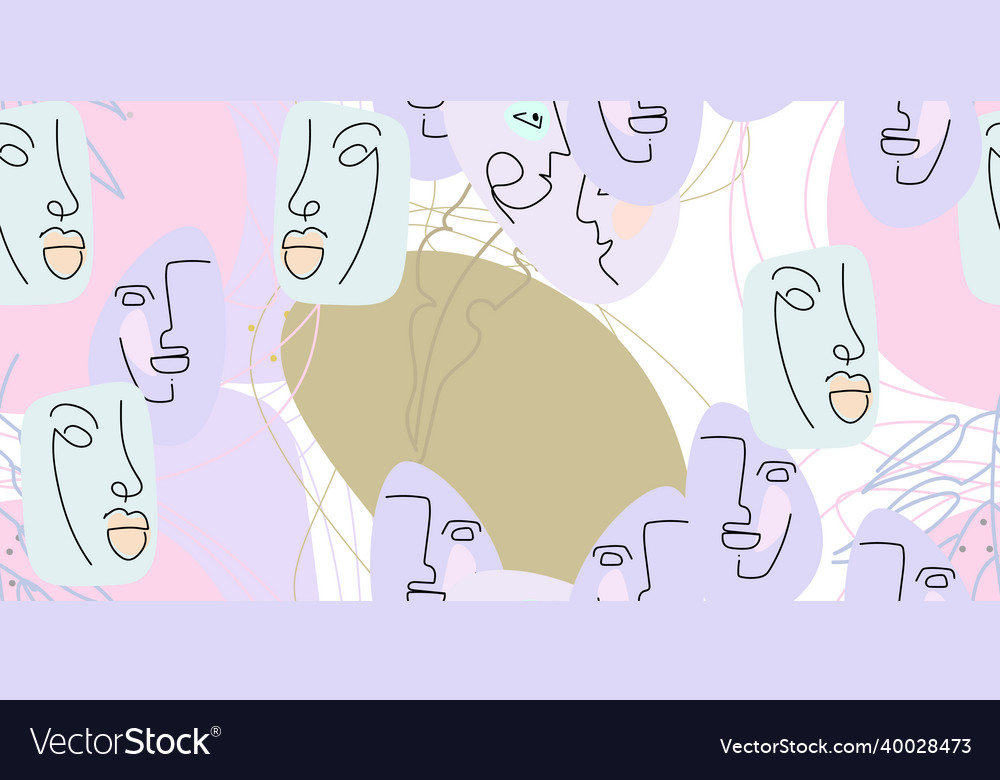 Face line pattern minimal art one drawing vector image Face line pattern minimal art one drawing