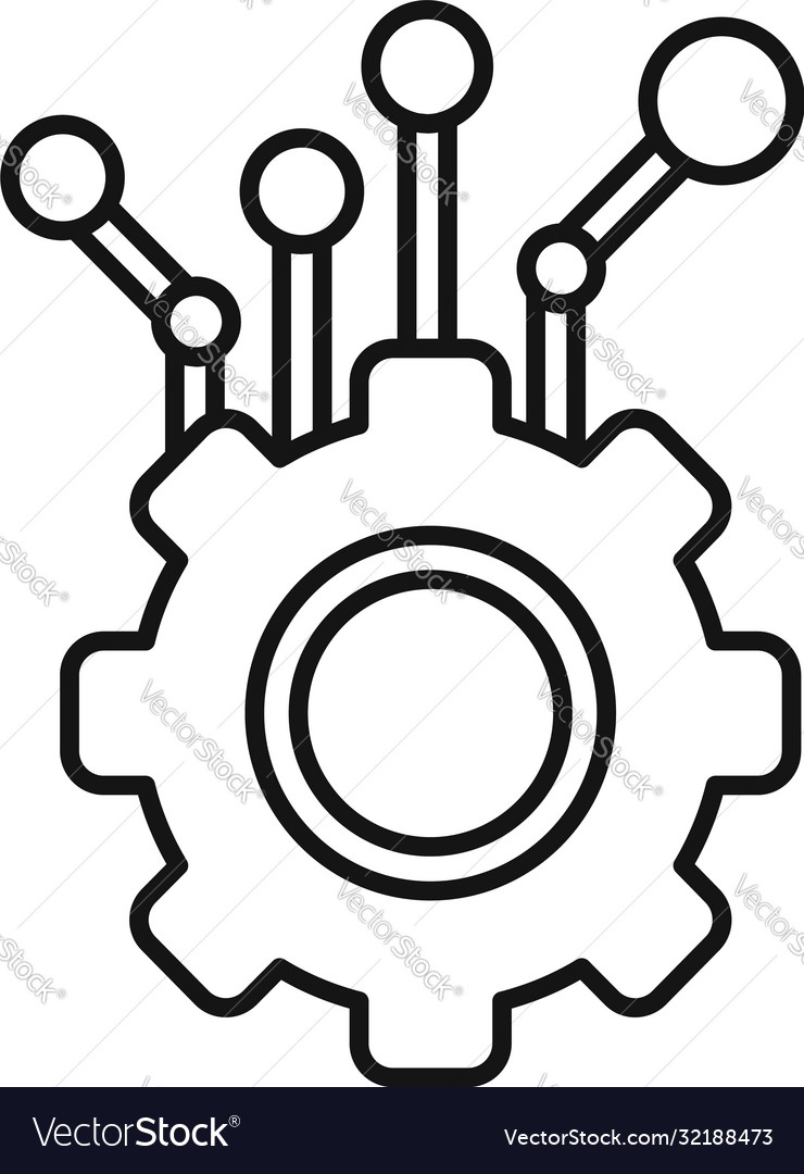 Gear Machine Learning Icon Outline Style Vector Image