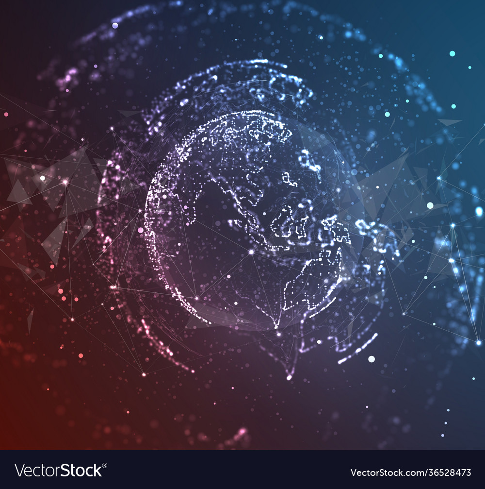 Globe planet earth from dots concept bigdata vector image Globe planet earth from dots concept bigdata
