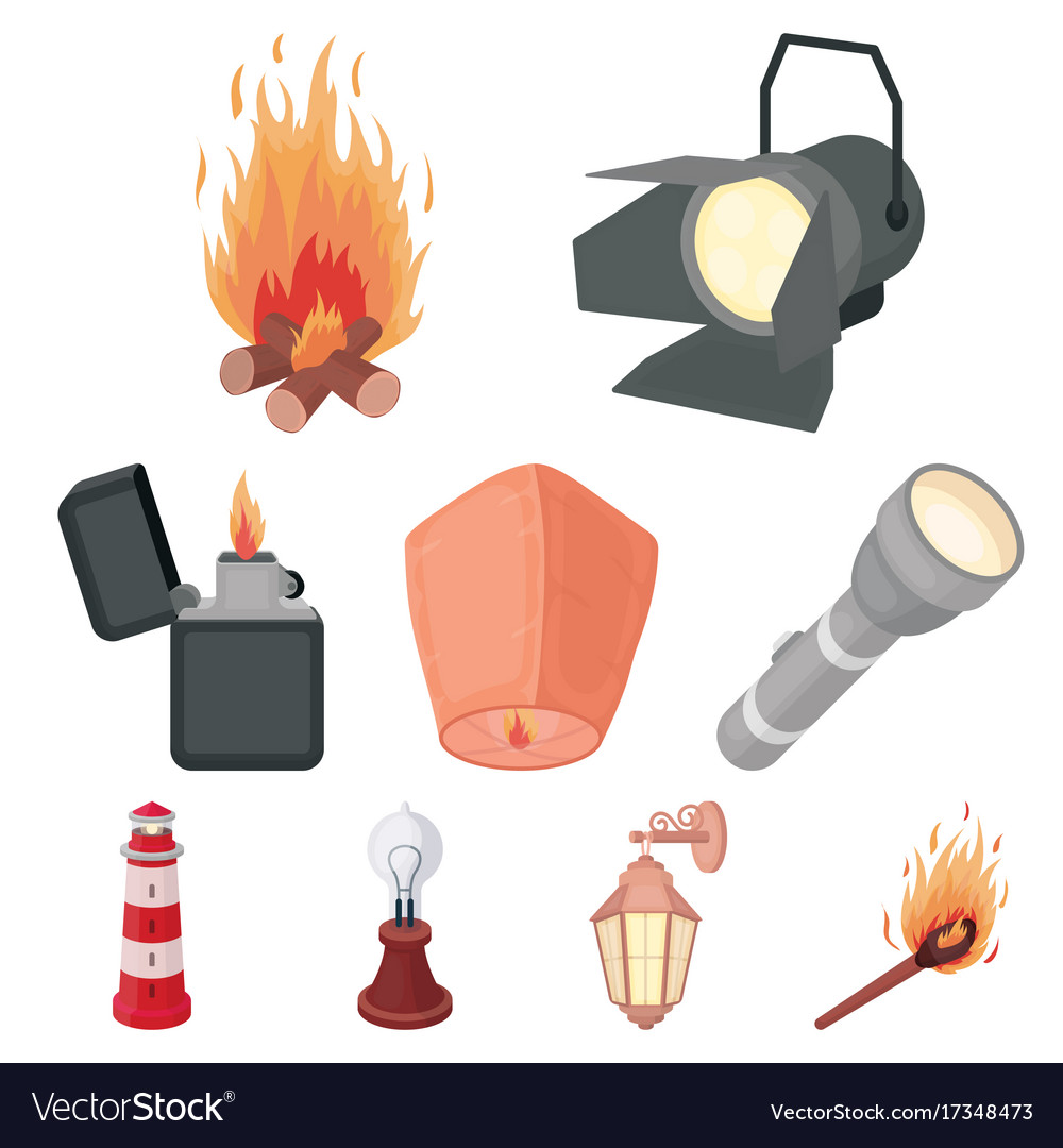 Light source set icons in cartoon style big Vector Image