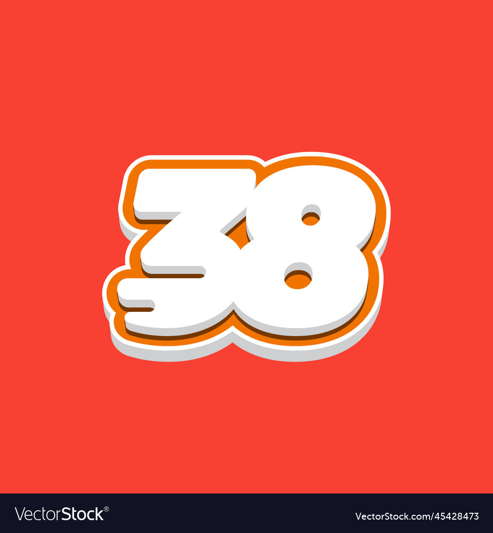 Number 38 3d fast icon Royalty Free Vector Image