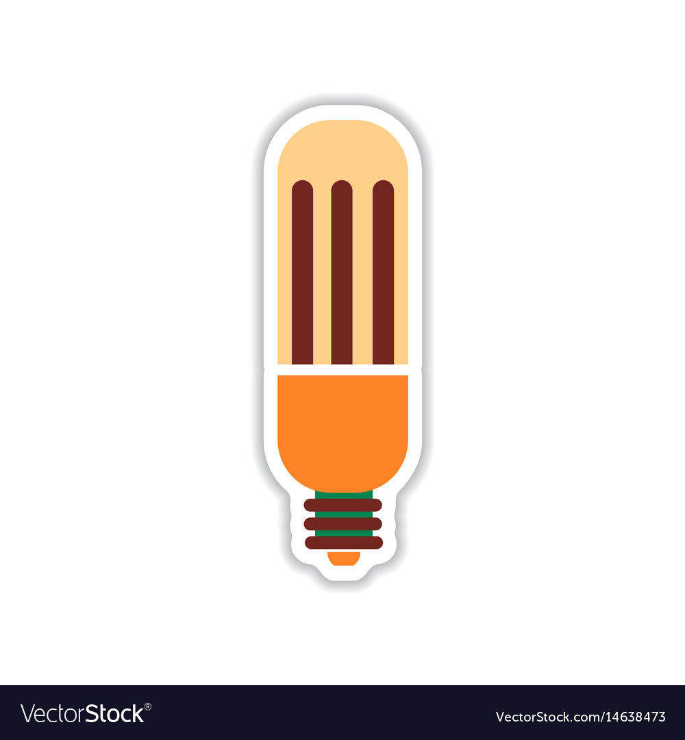 Paper sticker on white background eco light bulb