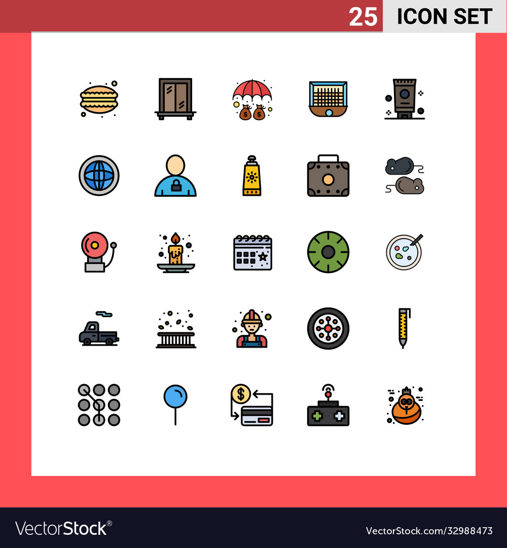 Pictograph set 25 simple filled line flat