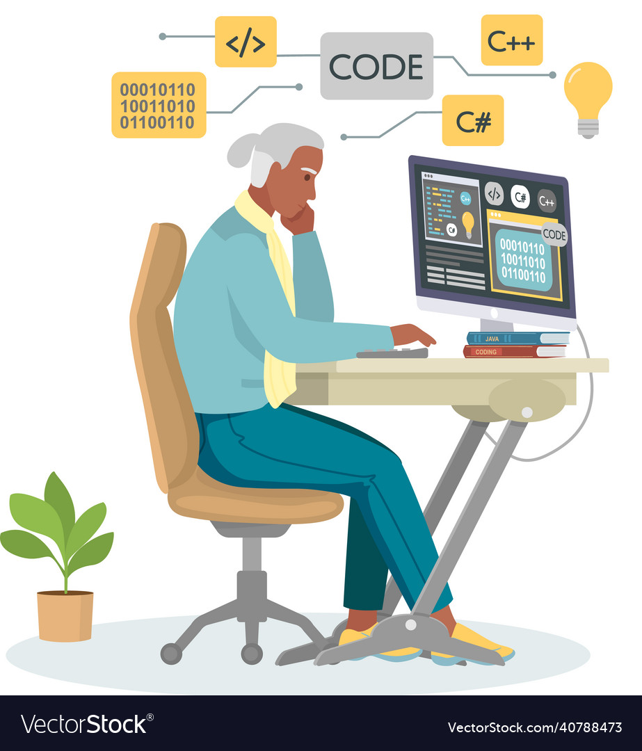 Programmer engineering and coding vector image Programmer engineering and coding