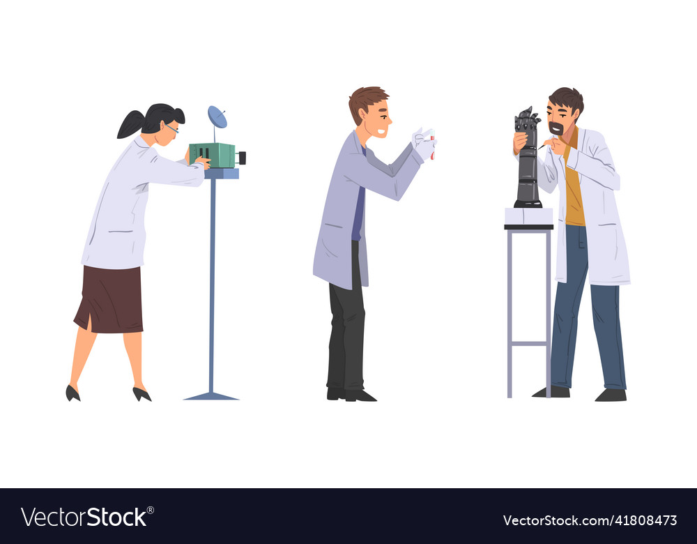 Scientist engineer or programmer in white coats vector image Scientist engineer or programmer in white coats