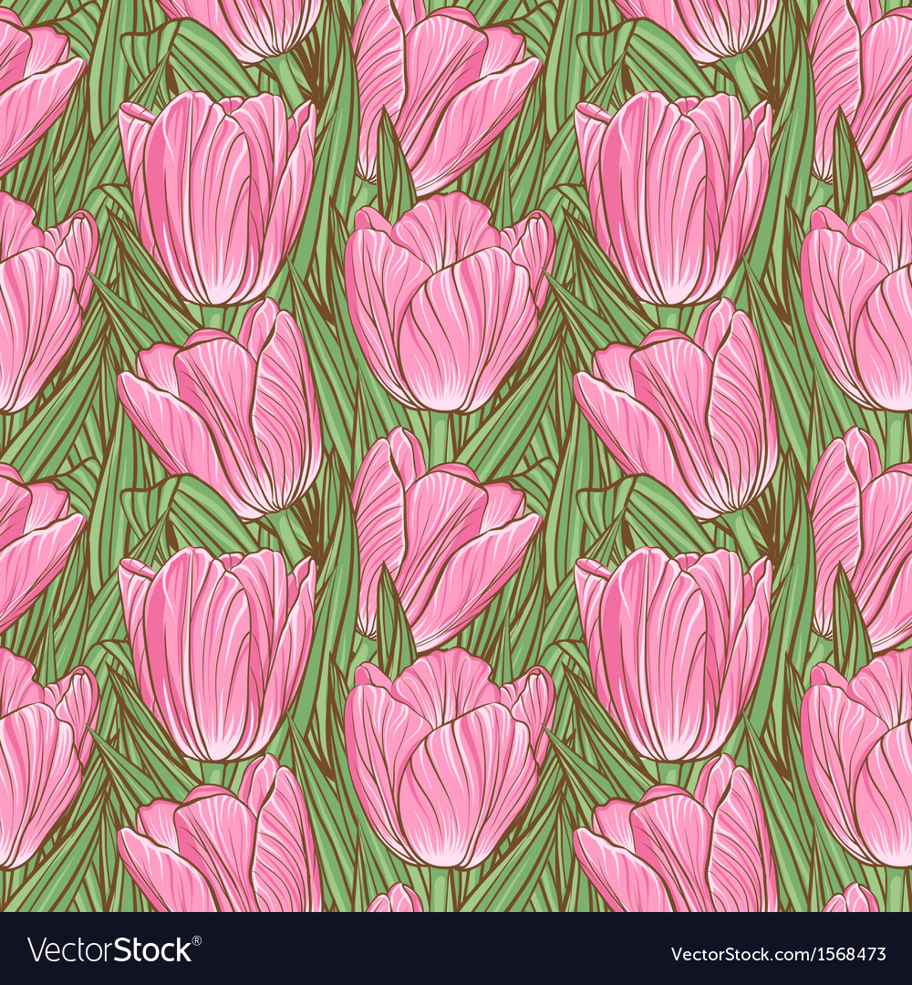 Seamless pattern with tulips