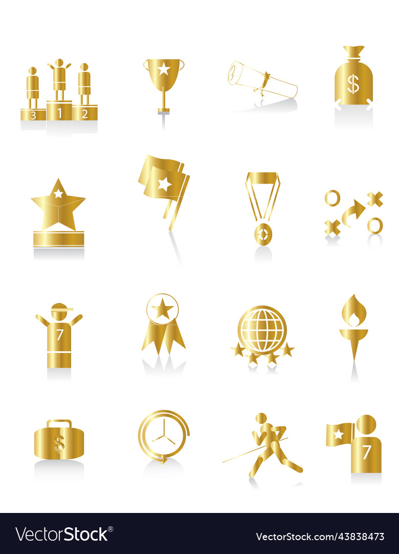 Set of gold sport icons