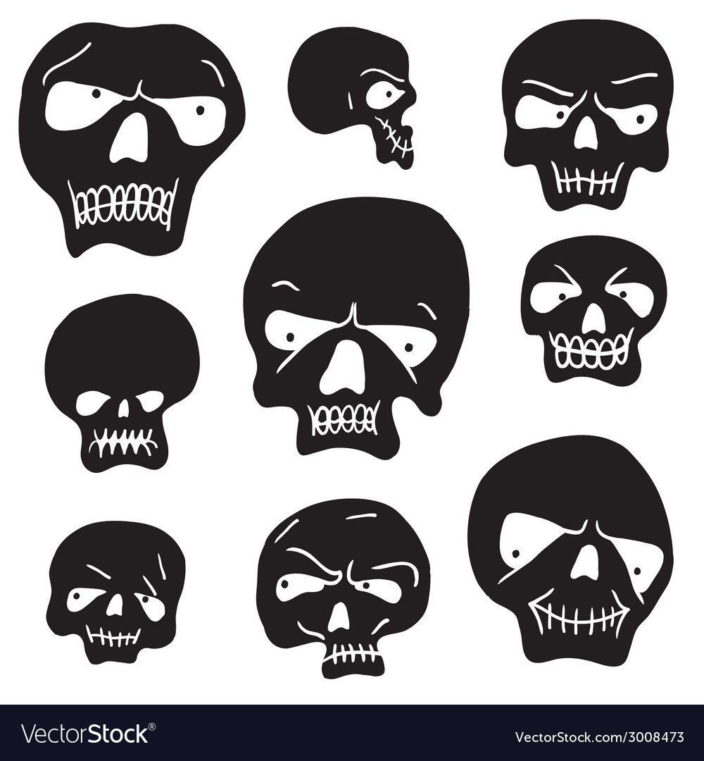 Skulls cartoon set Royalty Free Vector Image - VectorStock