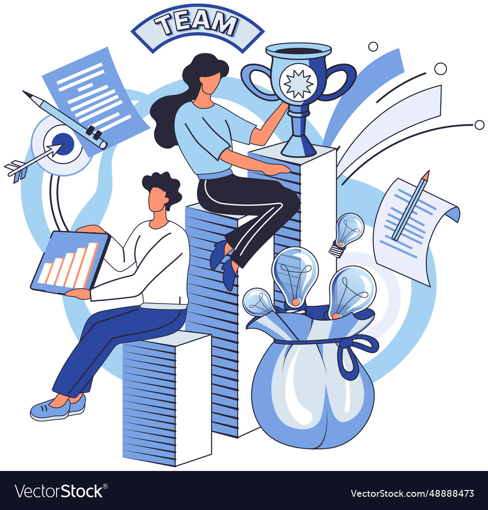 Team solving complex problems teamwork vector image Team solving complex problems teamwork