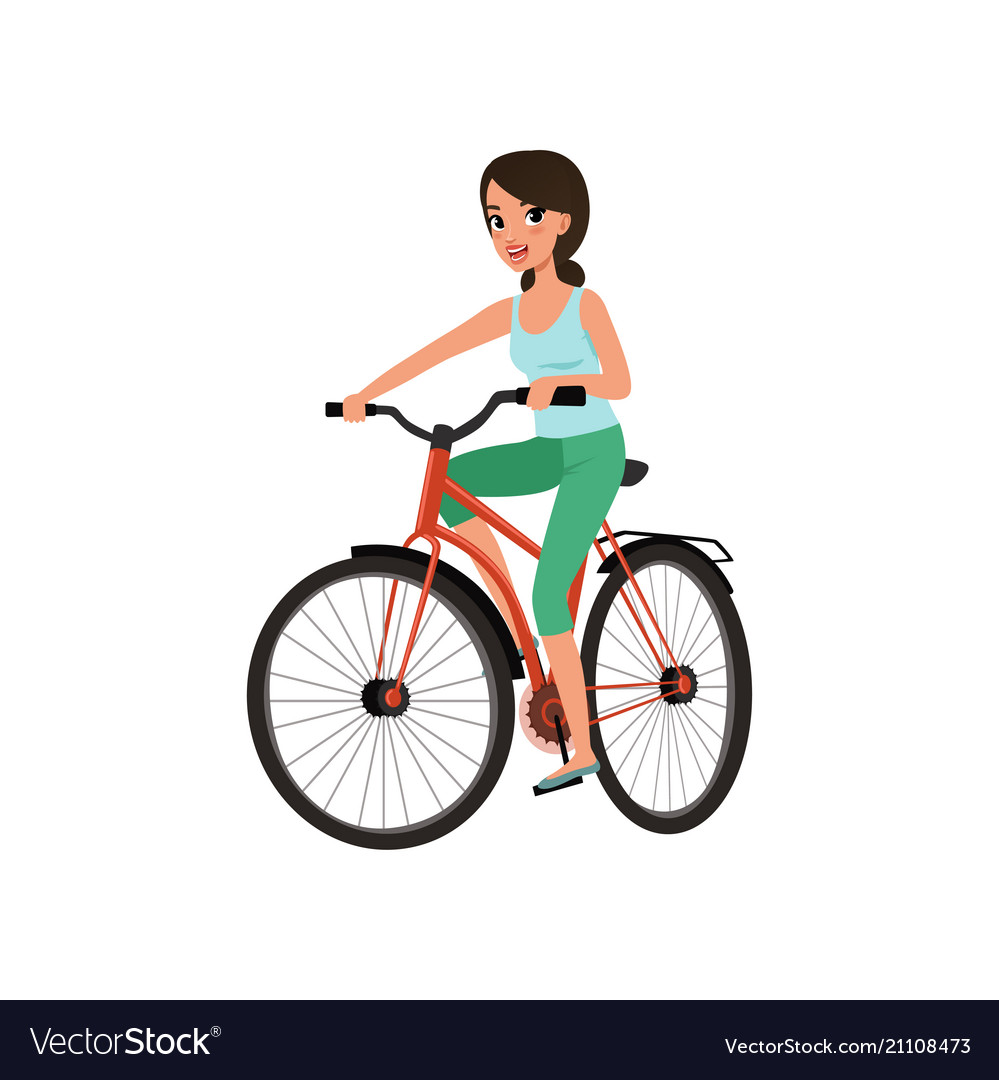 Young smiling woman cycling her bike active Vector Image