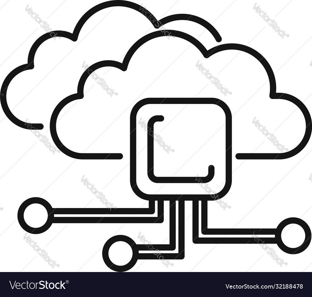 Ai data cloud icon outline style Royalty Free Vector Image