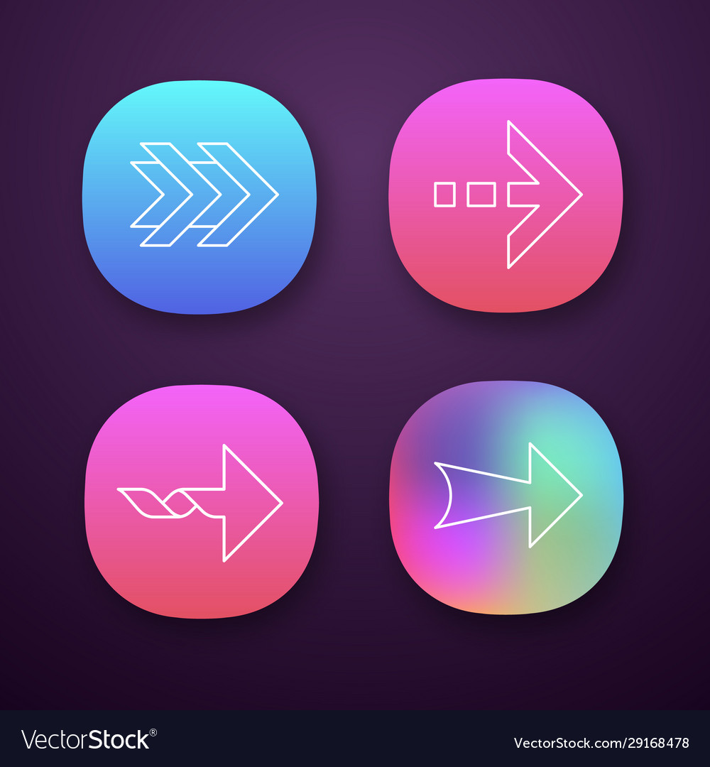 Arrows app icons set double dotted twisted wide vector image Arrows app icons set double dotted twisted wide
