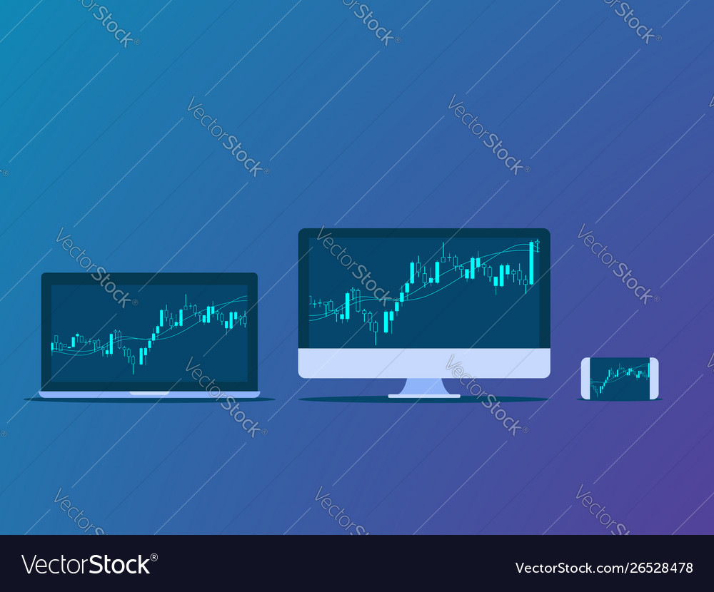 Candle stick graph on digital device monitor