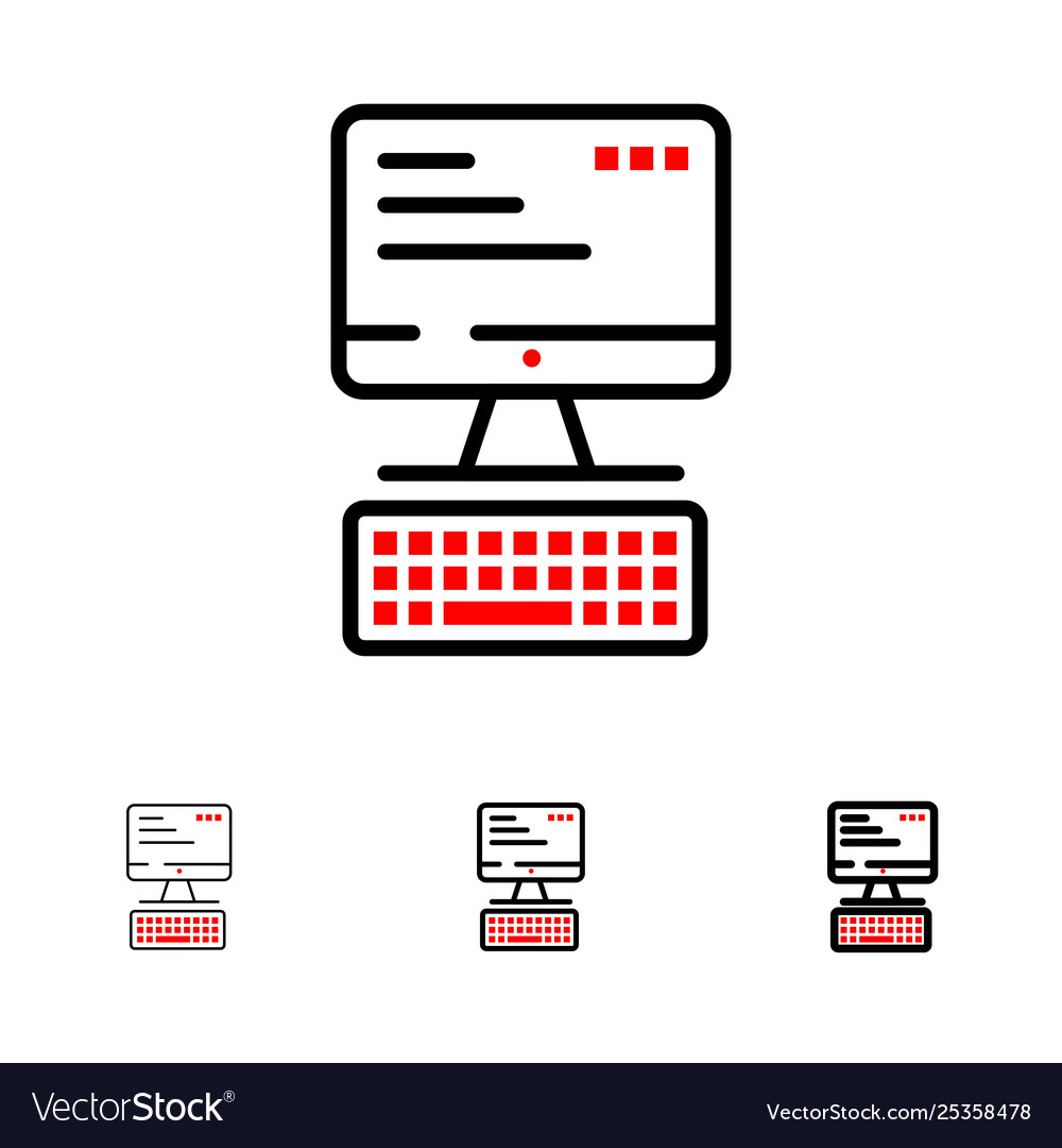 Computer keyboard monitor computing bold and thin vector image Computer keyboard monitor computing bold and thin