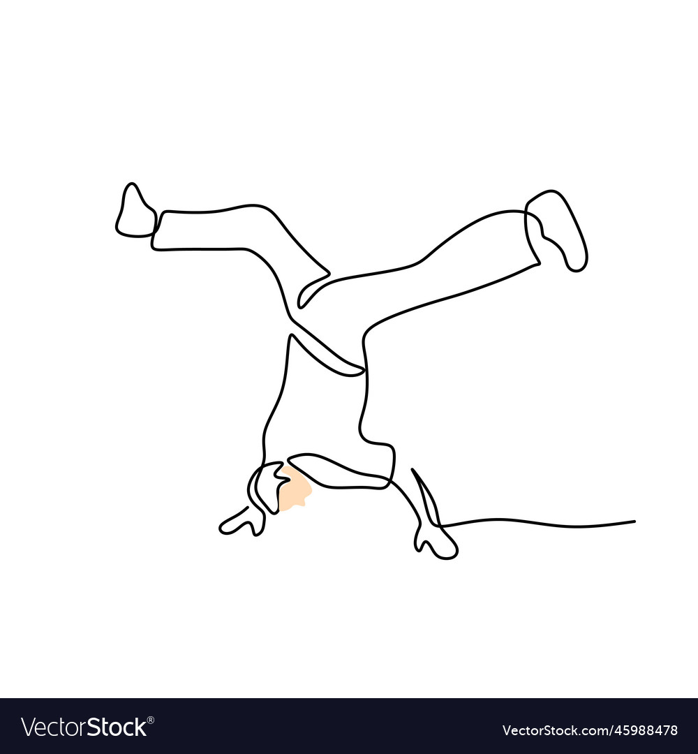 Continuous one single line of man doing break Vector Image Continuous one single line of man doing break