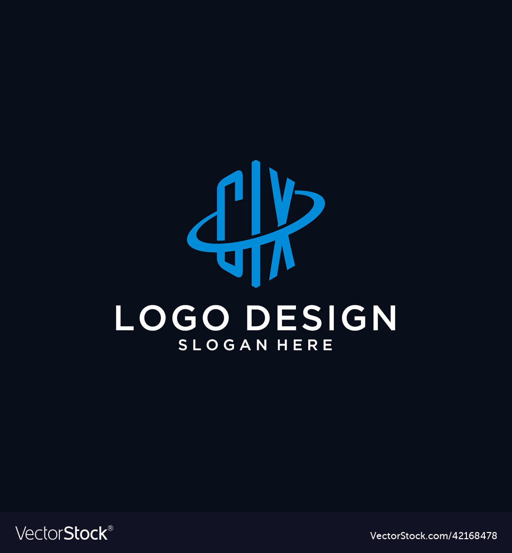 Cx initial monogram logo with hexagonal shape