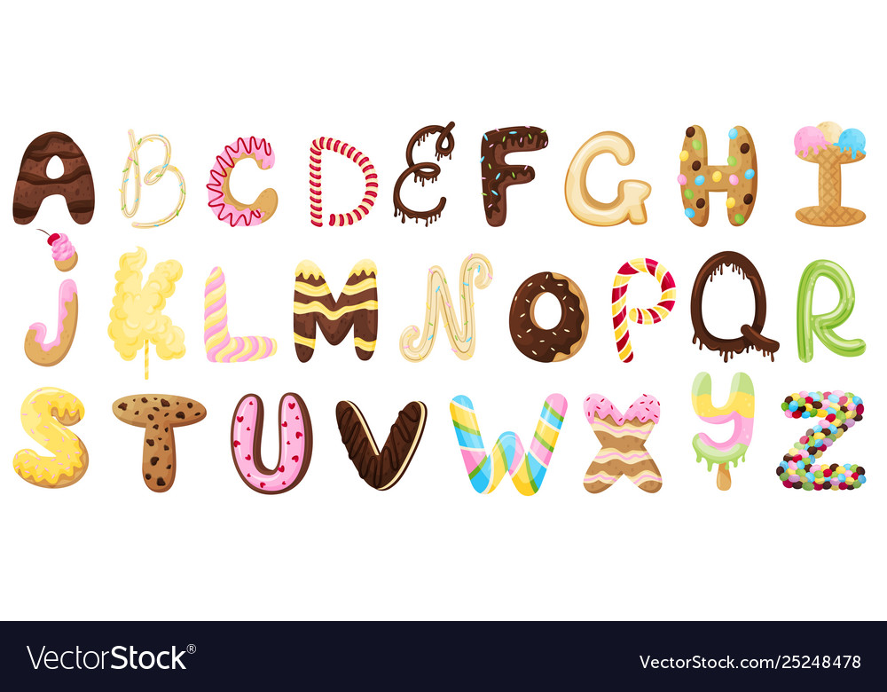 English Sweet Alphabet Royalty Free Vector Image