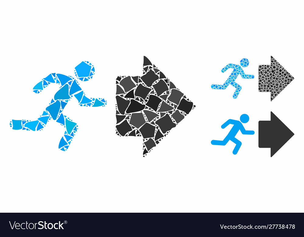 Exit direction mosaic icon irregular items vector image Exit direction mosaic icon irregular items