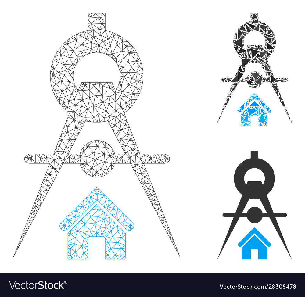 House architecture mesh 2d model vector image House architecture mesh 2d model