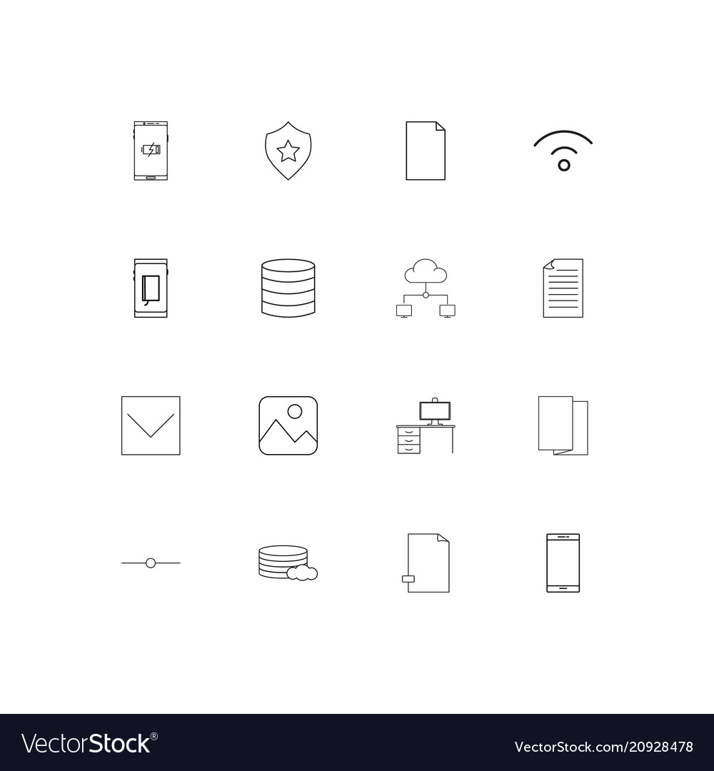 Network and database linear thin icons set