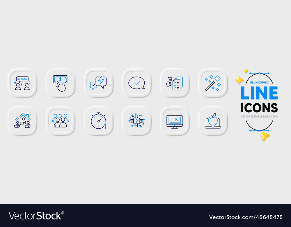 Payment click approved message and group line vector image Payment click approved message and group line