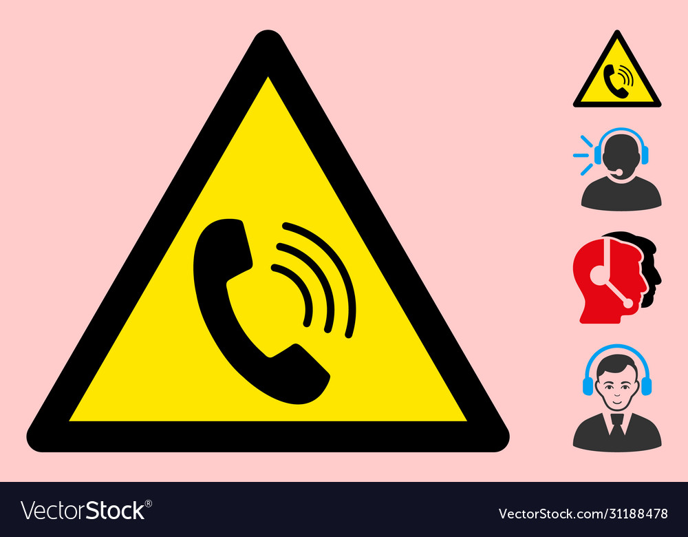 Phone call warning triangle sign icon