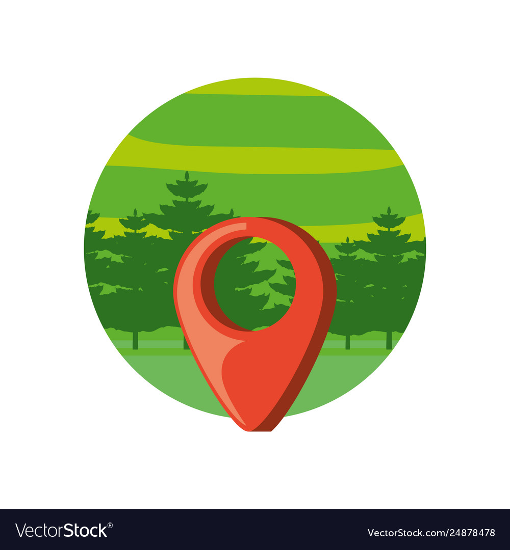 Pin location with landscape in frame circular
