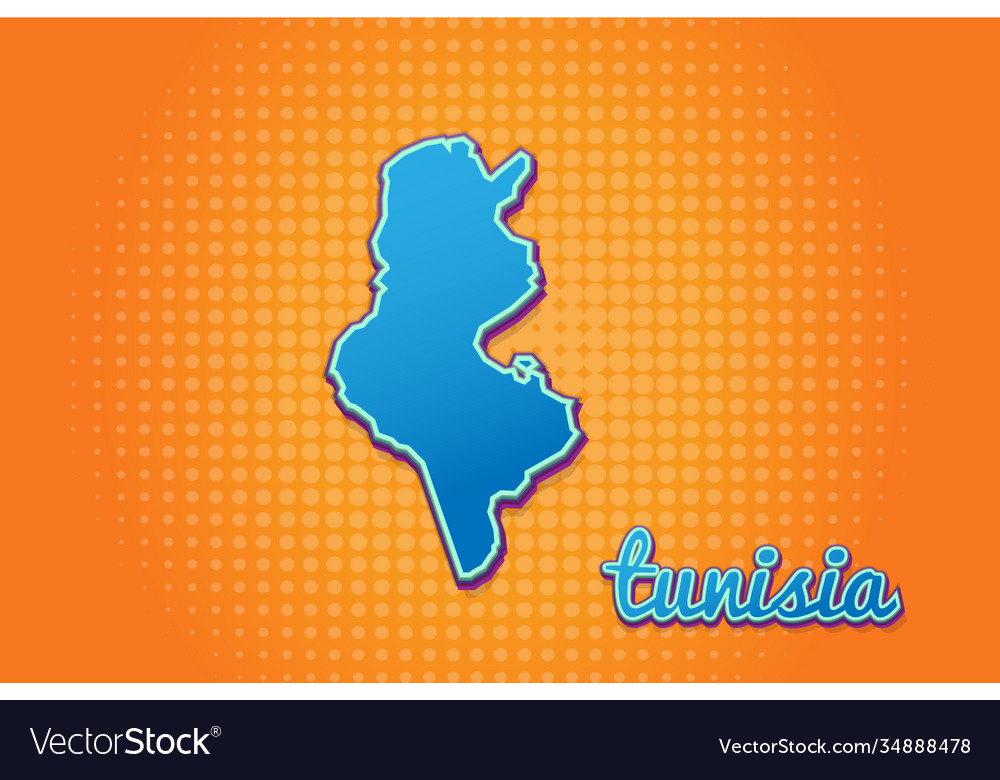 Retro map tunisia with halftone background vector image Retro map tunisia with halftone background