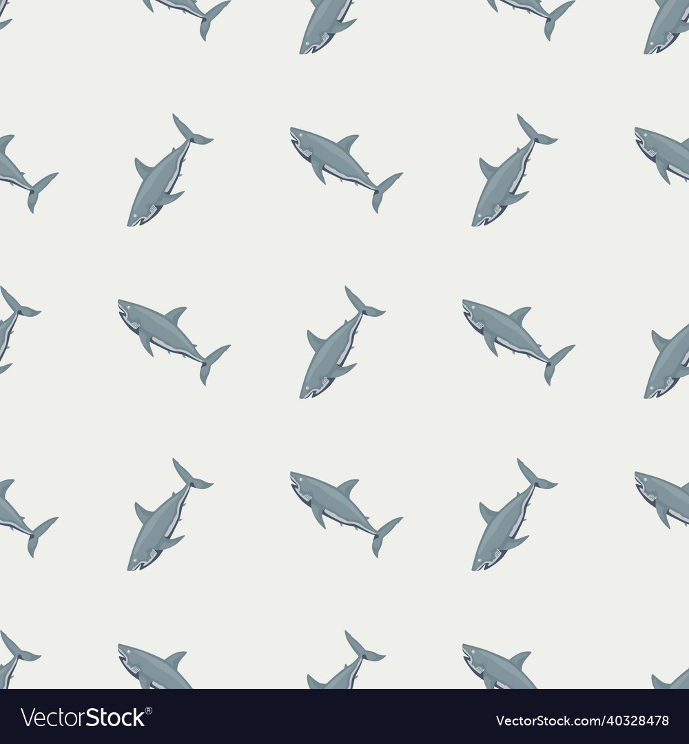 Seamless pattern shark on light background Vector Image Seamless pattern shark on light background