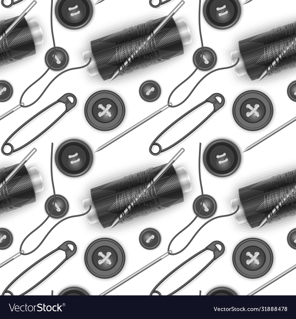 Seamless pattern with black thread buttons