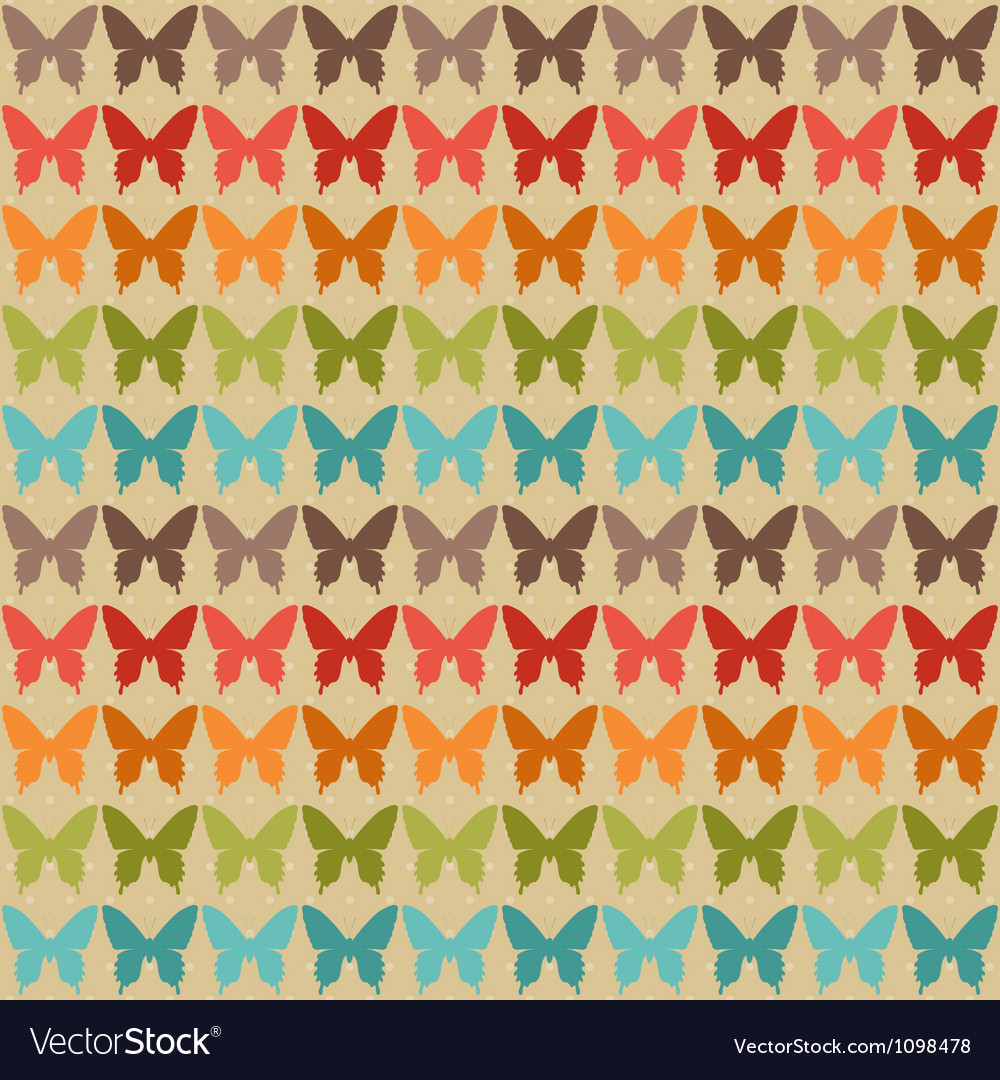 Seamless pattern with butterflies in retro style