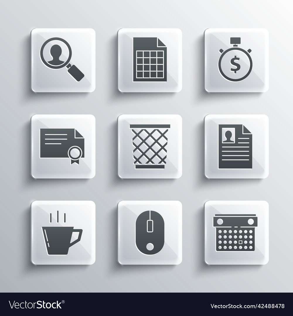 Set computer mouse calendar resume trash can Vector Image Set computer mouse calendar resume trash can