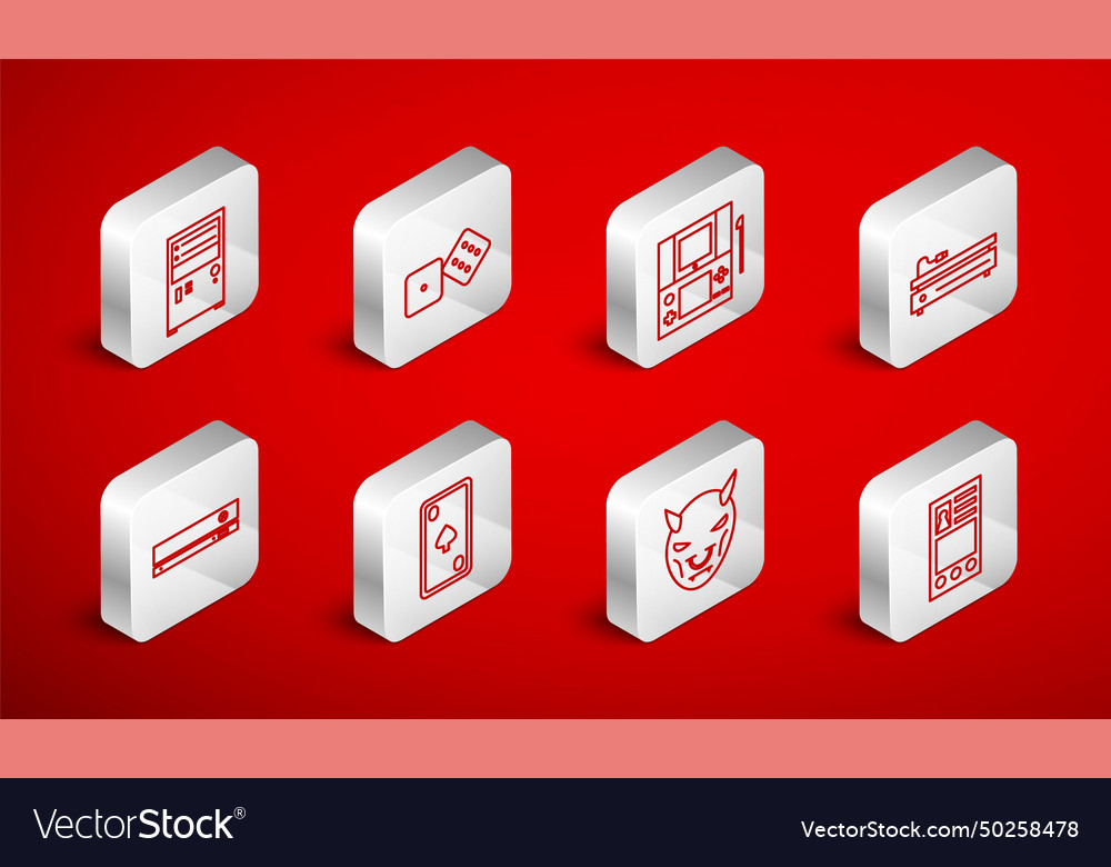 Set line create account screen game dice portable vector image Set line create account screen game dice portable