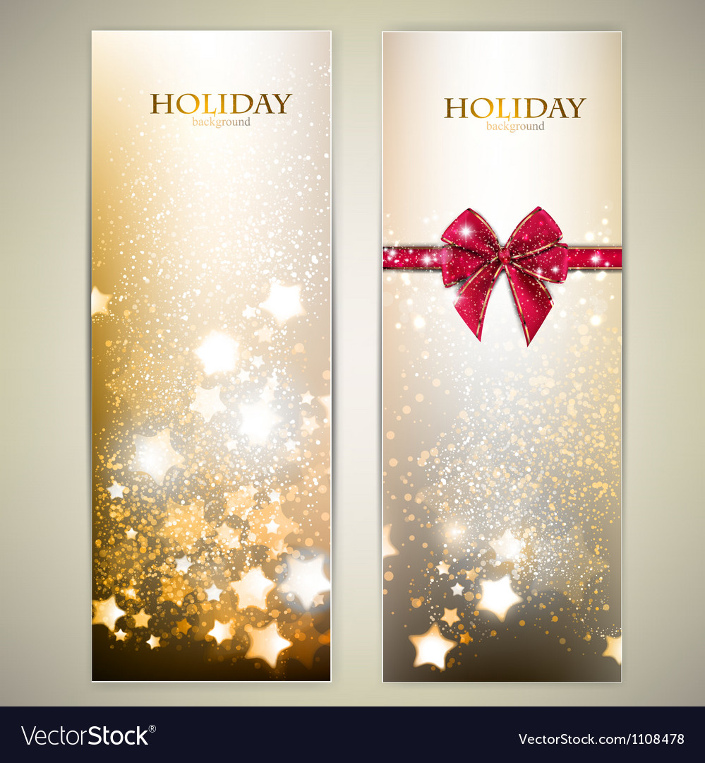 Set of elegant christmas banners with stars Vector Image