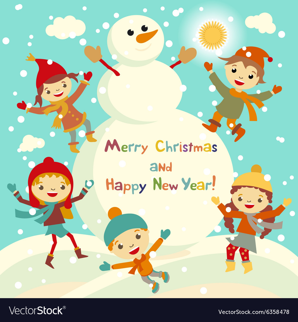 Shiny christmas background with funny snowman