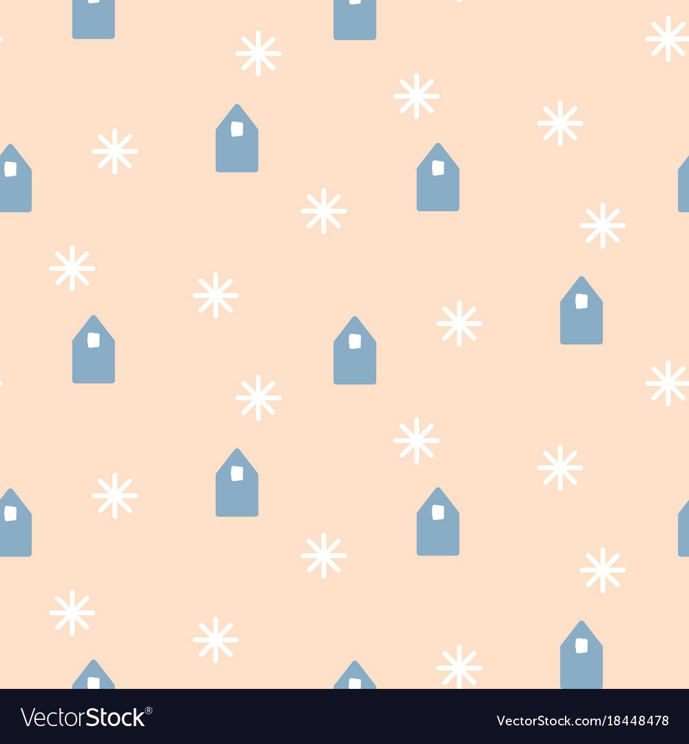 Simple Houses Shapes On Pale Pink Background Vector Image