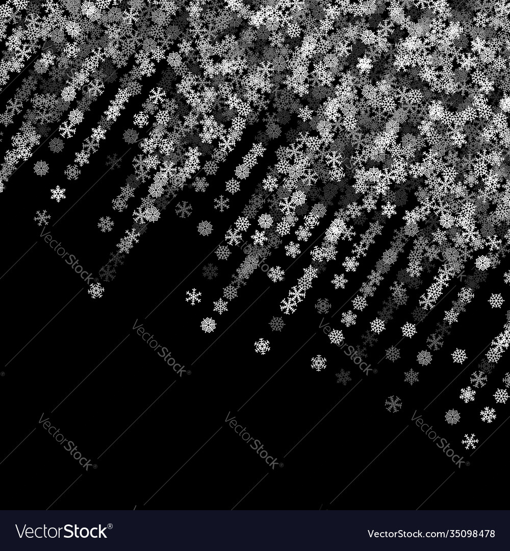 Snowfall with random snowflakes in dark