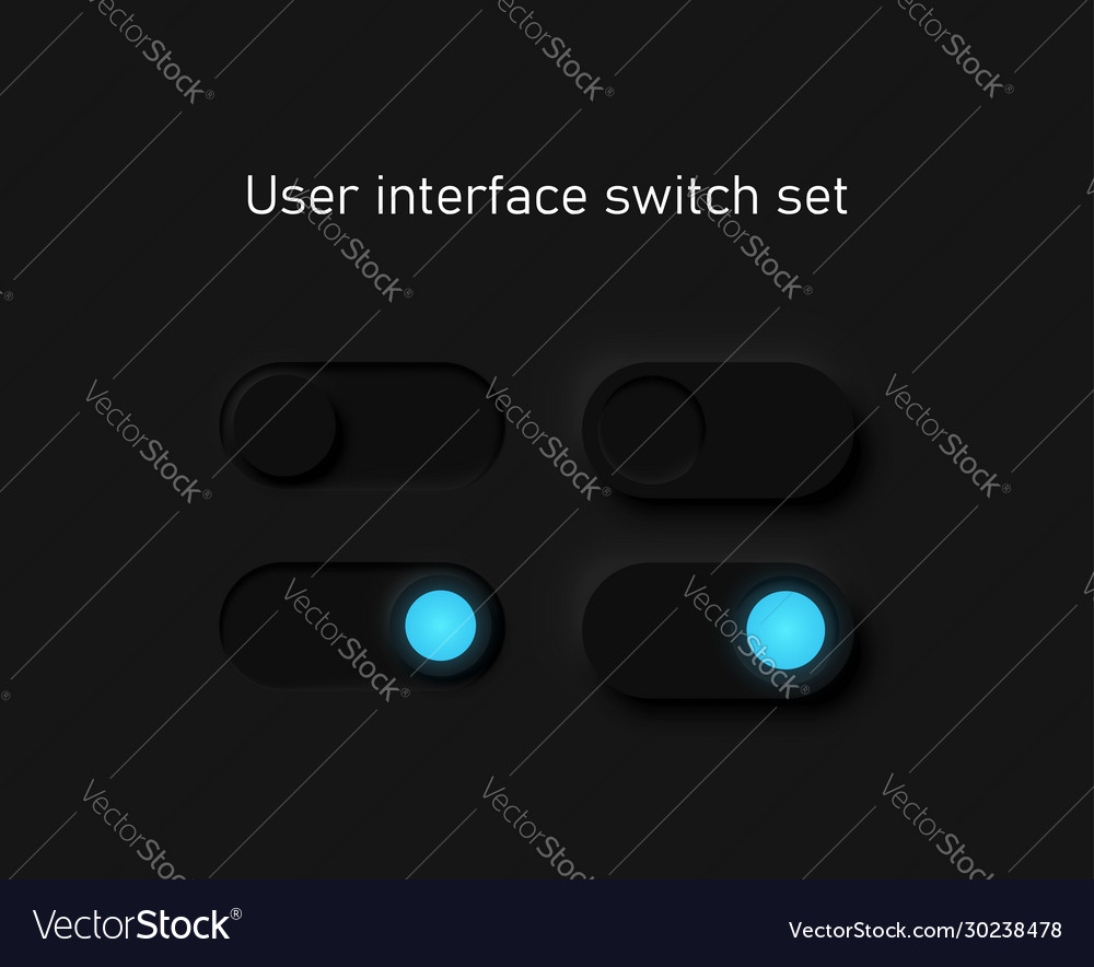 Very high detailed black user interface switches