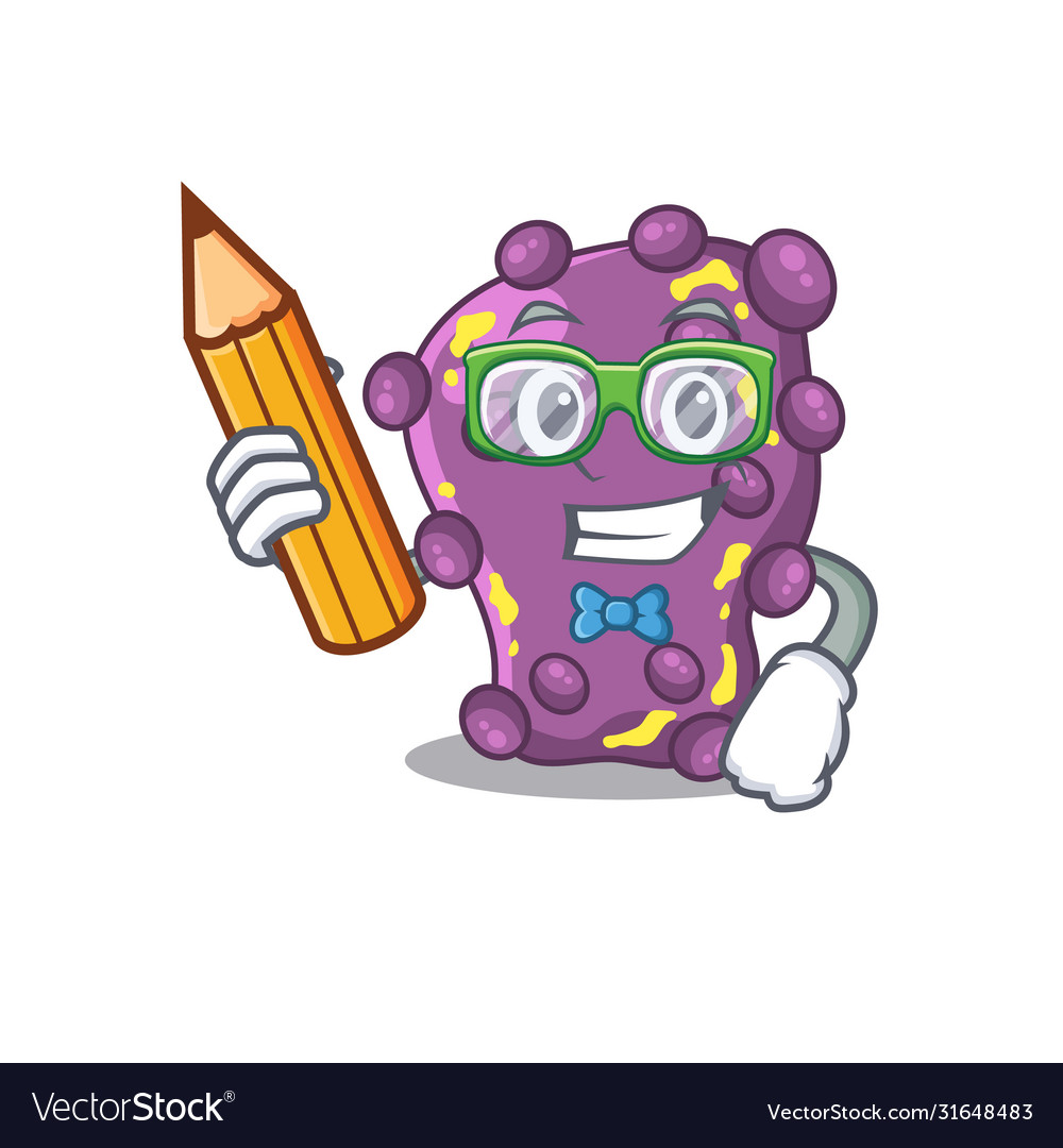 A brainy student shigella cartoon character