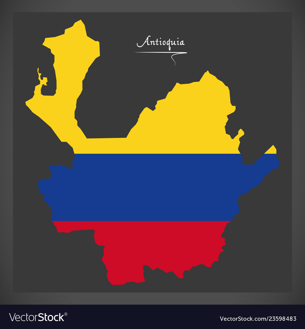 Antioquia map of colombia with colombian national Vector Image