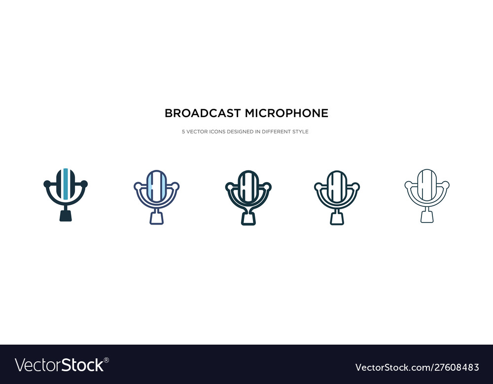 Broadcast microphone icon in different style two vector image Broadcast microphone icon in different style two