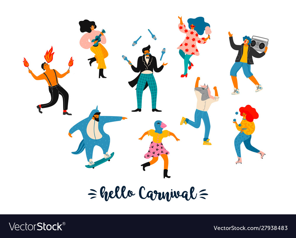 Karneval lustige tanzende Männer vector image Karneval lustige tanzende Männer