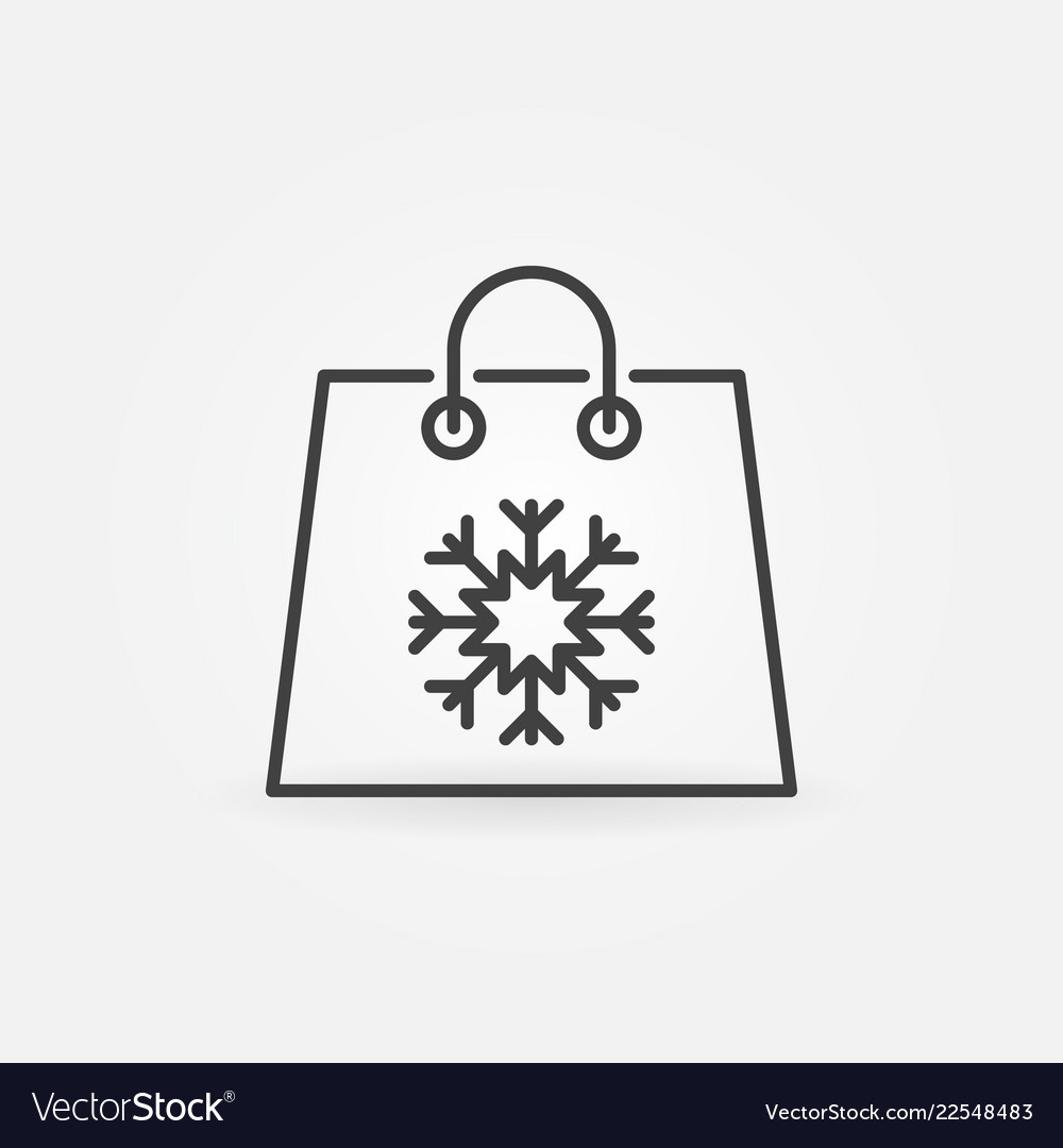 Christmas shopping paper bag icon in thin vector image Christmas shopping paper bag icon in thin