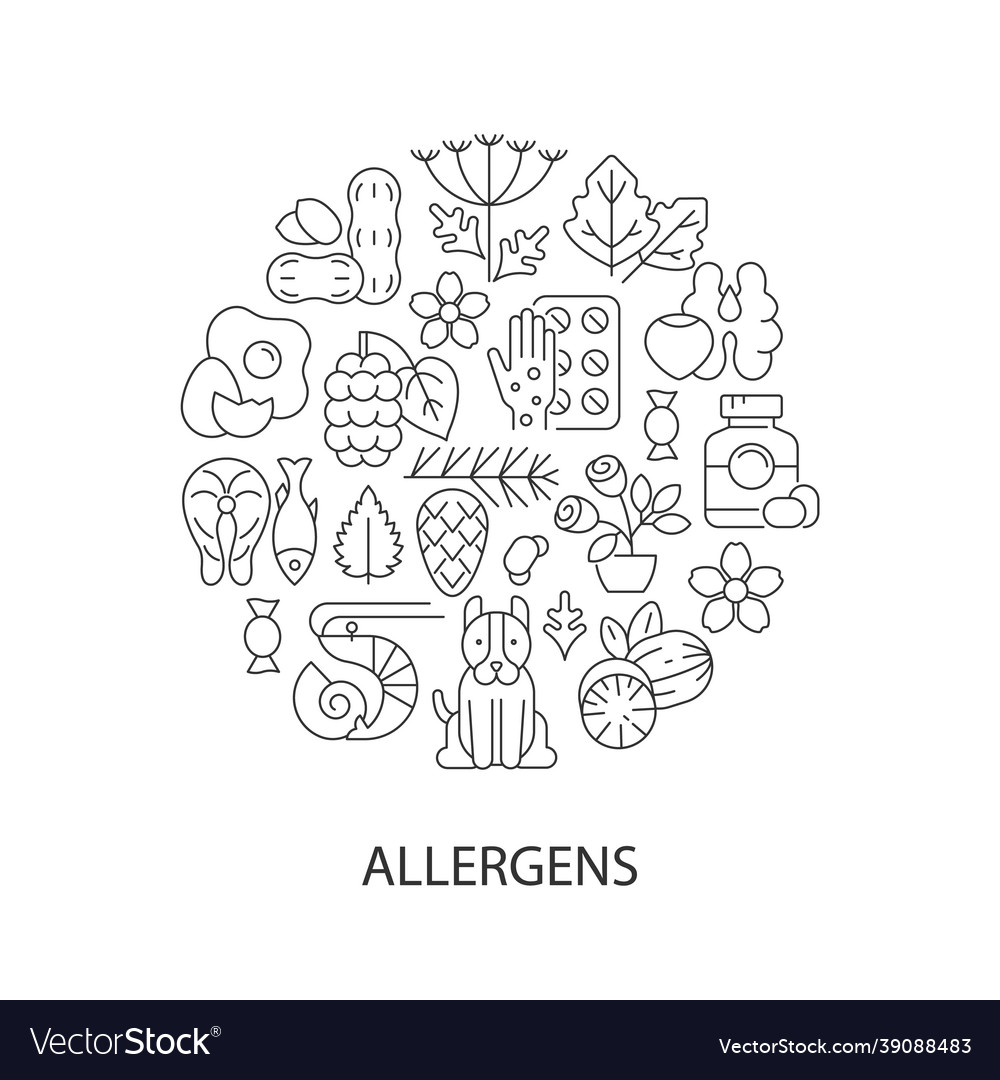 Common allergens abstract linear concept layout