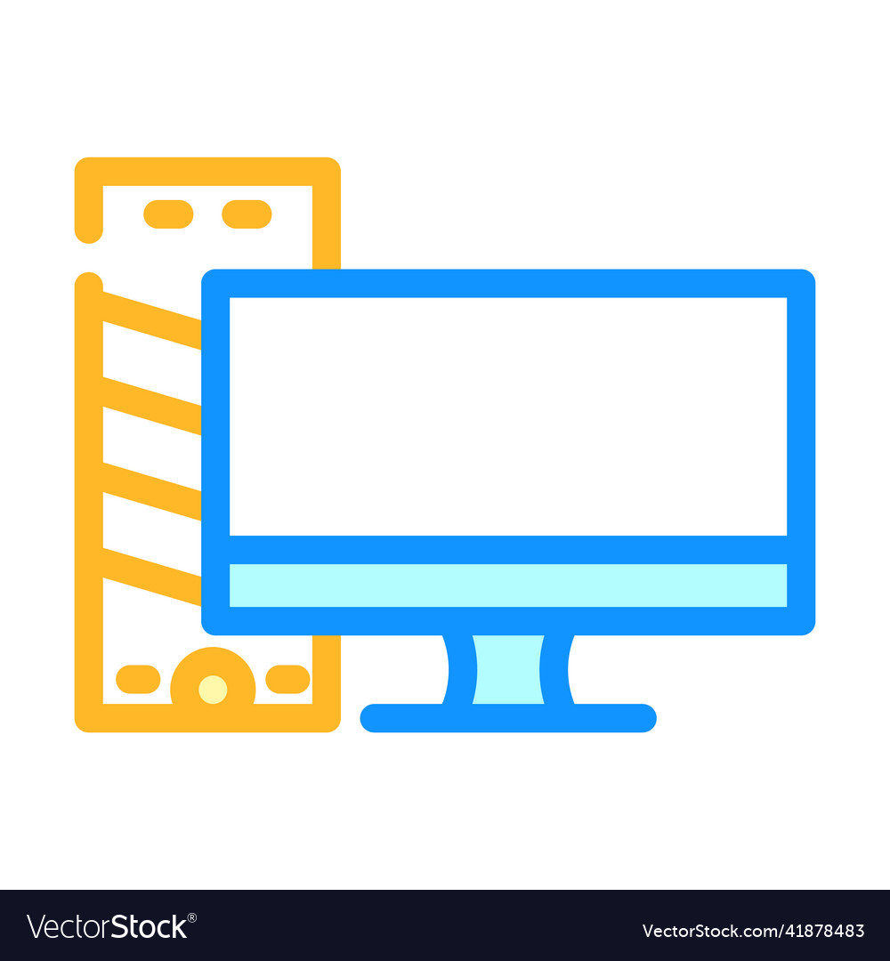 Computer with monitor color icon vector image Computer with monitor color icon