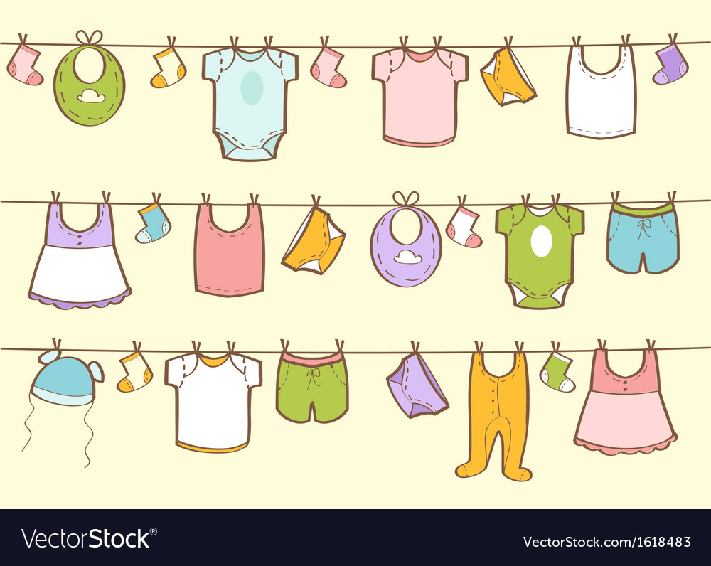 Download Cute hand drawn baby clothes Royalty Free Vector Image