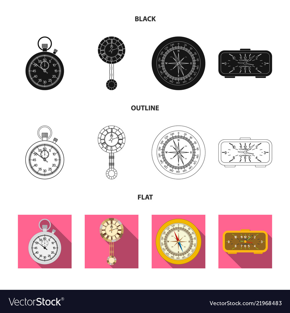 Design of clock and time icon collection vector image Design of clock and time icon collection